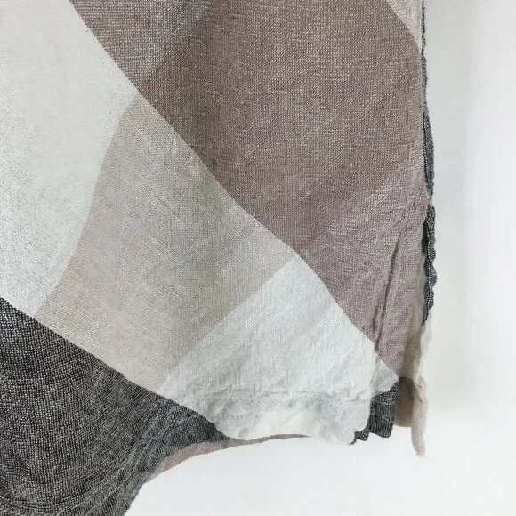 Ali Miles Linen Blend Button Up Tunic sz M Nova Check Plaid Ruffle Babydoll NEW - Picture 9 of 11